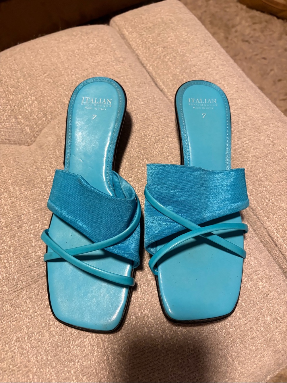Italian Shoemakers Turquoise Slide Mules